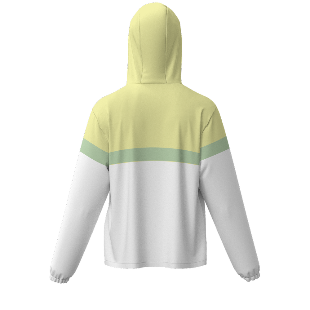 Yellow w/green UPF50+ Full-Zip Hooded Windbreaker Jacket - Water Resistant