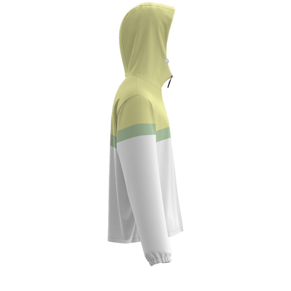 Yellow w/green UPF50+ Full-Zip Hooded Windbreaker Jacket - Water Resistant