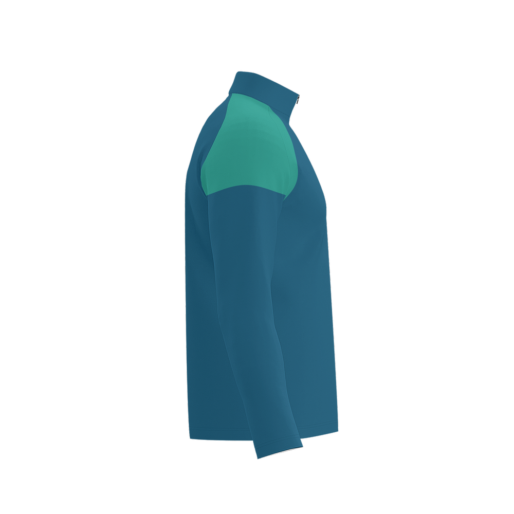 The Coastal Explorer Men's UPF50+ 3 Qtr Quarter Zip- Ocean Blue & Teal