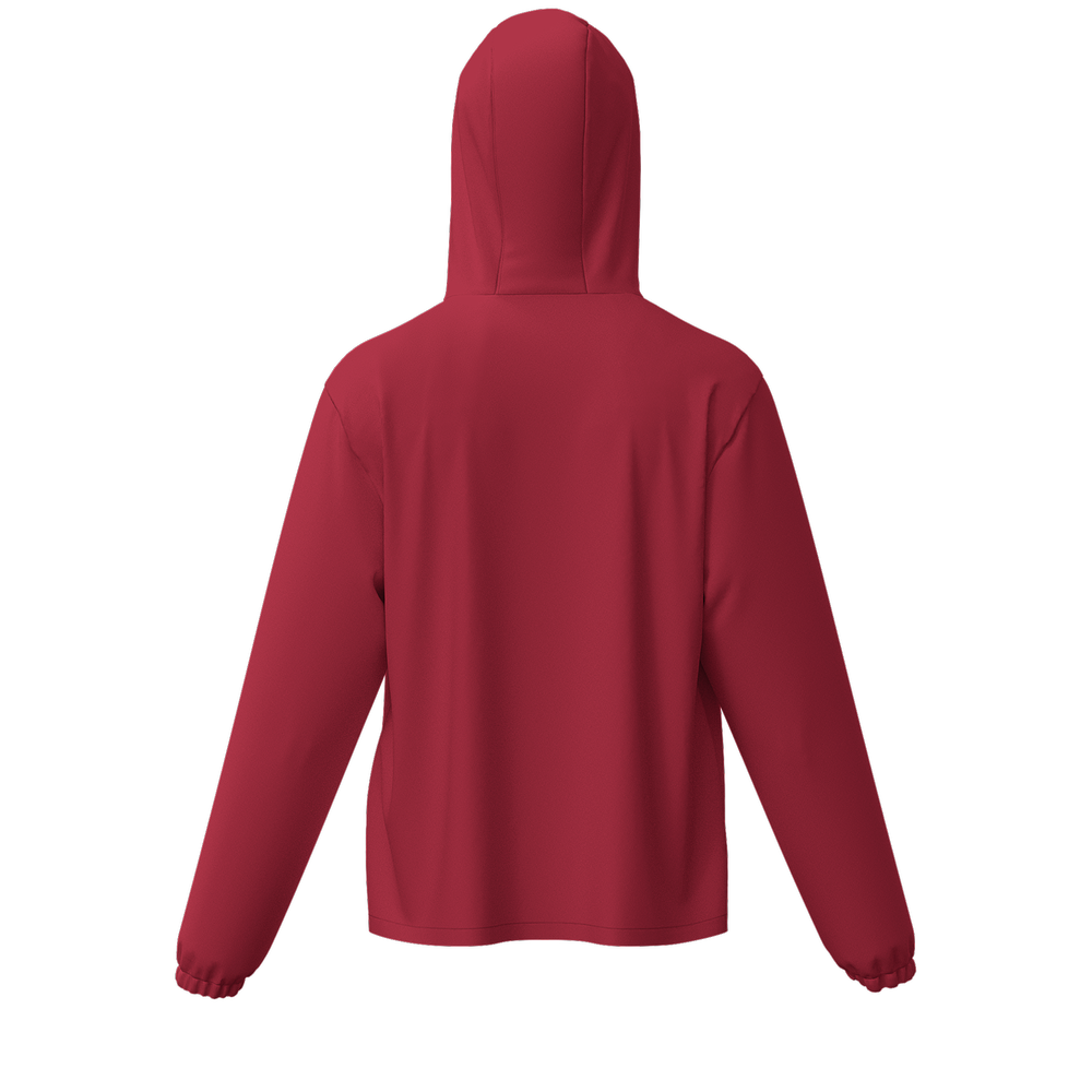 Crimson w/ White Stripe UPF50 Unisex Full-Zip Hooded Windbreaker Jacket
