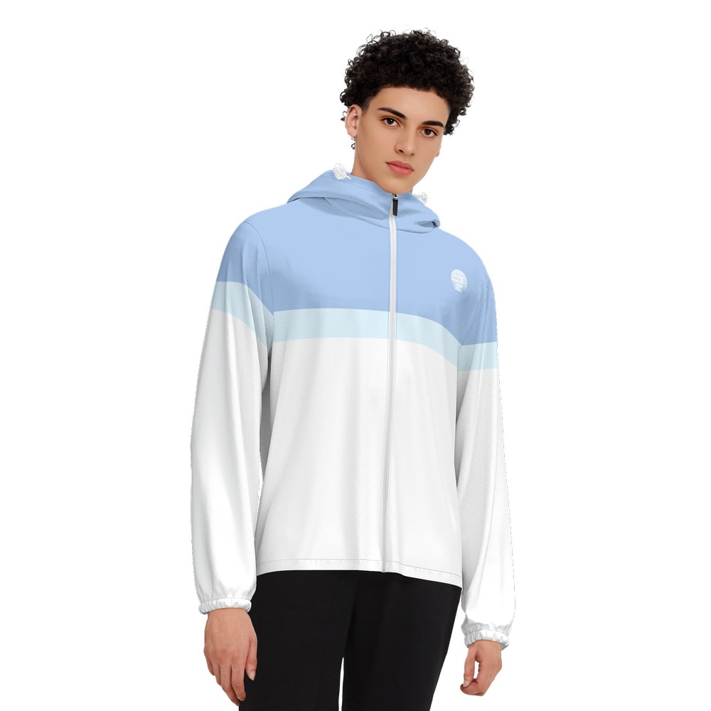 Unisex Full-Zip Hooded Windbreaker Jacket - Water Resistant