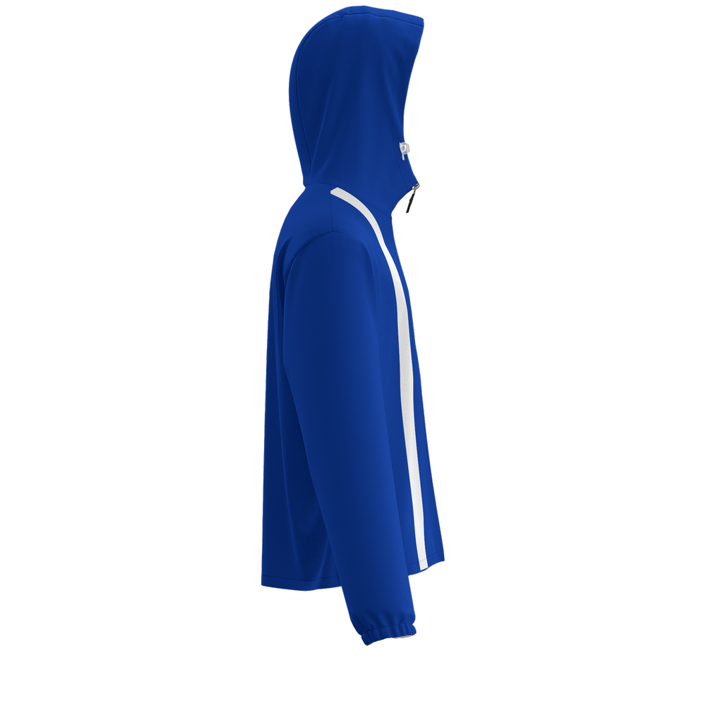 Blue w/ White Stripe UPF Unisex Full-Zip Hooded Windbreaker Jacket