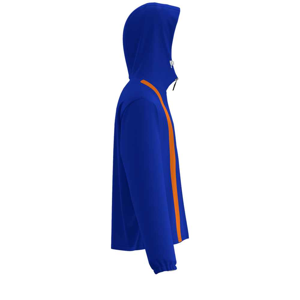 Blue w/ Orange Stripe UPF50 Unisex Full-Zip Hooded Windbreaker Jacket