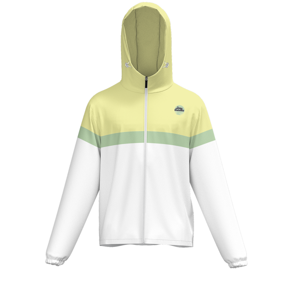 Yellow w/green UPF50+ Full-Zip Hooded Windbreaker Jacket - Water Resistant