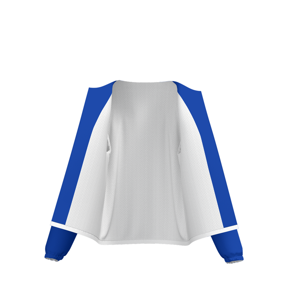 Blue w/ White Stripe UPF Unisex Full-Zip Hooded Windbreaker Jacket