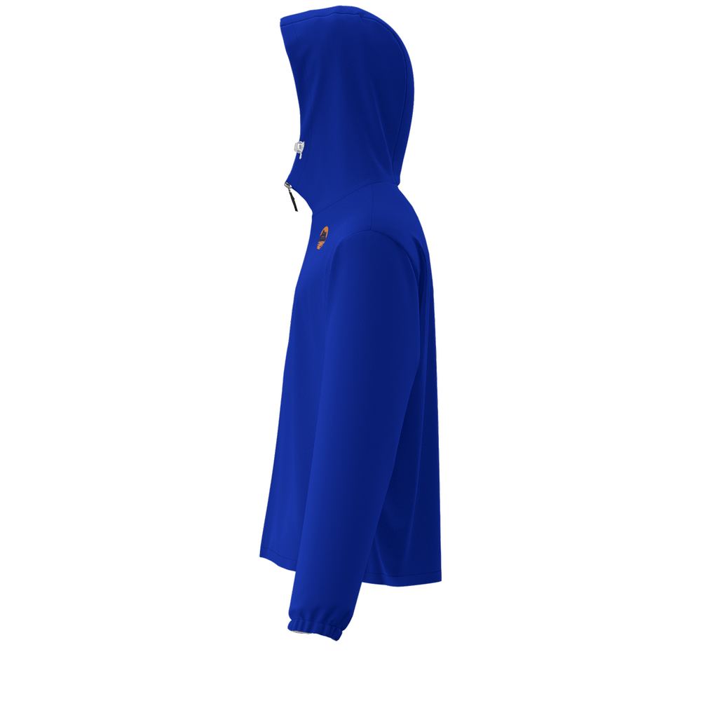 Blue w/ Orange Stripe UPF50 Unisex Full-Zip Hooded Windbreaker Jacket