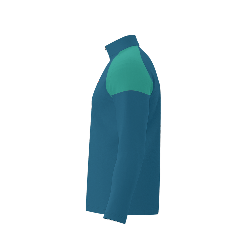 The Coastal Explorer Men's UPF50+ 3 Qtr Quarter Zip- Ocean Blue & Teal