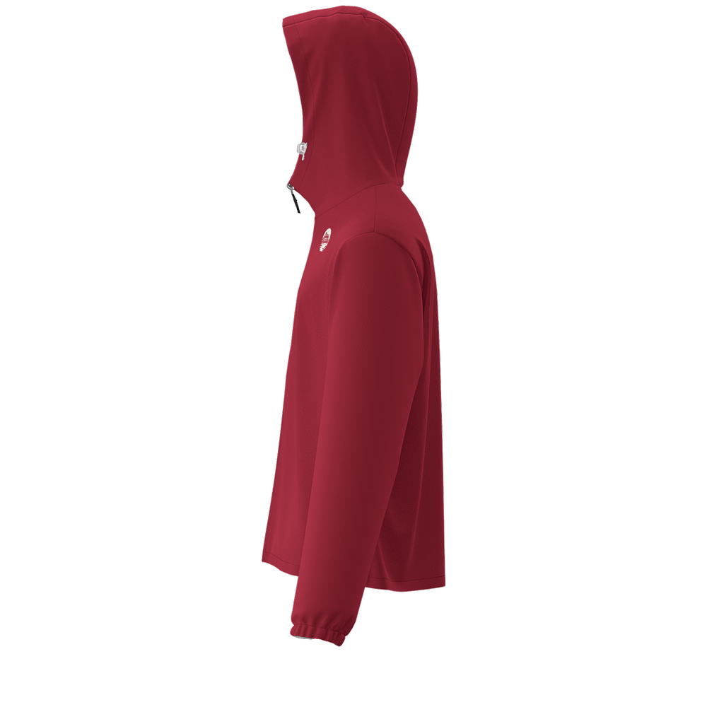 Crimson w/ White Stripe UPF50 Unisex Full-Zip Hooded Windbreaker Jacket