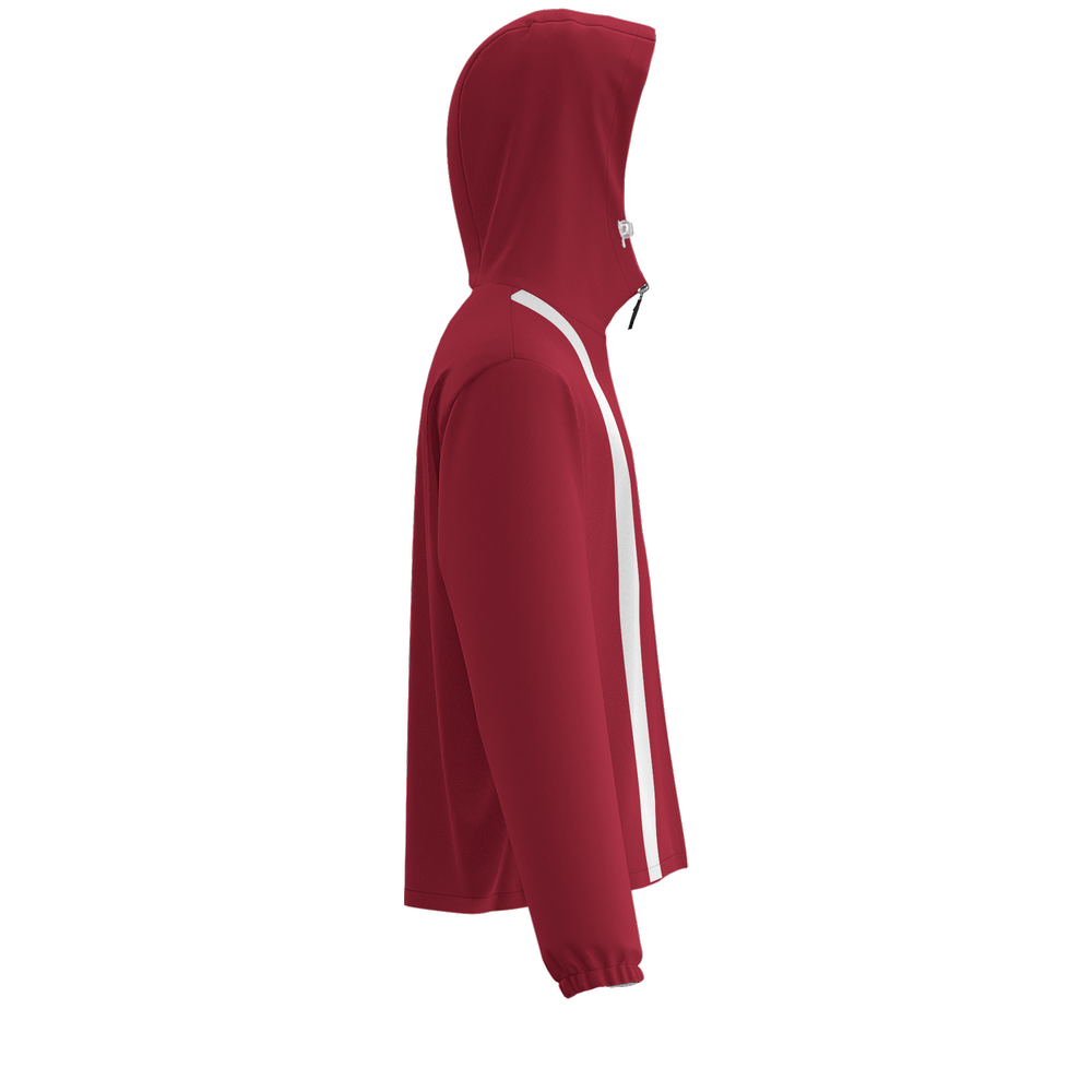 Crimson w/ White Stripe UPF50 Unisex Full-Zip Hooded Windbreaker Jacket