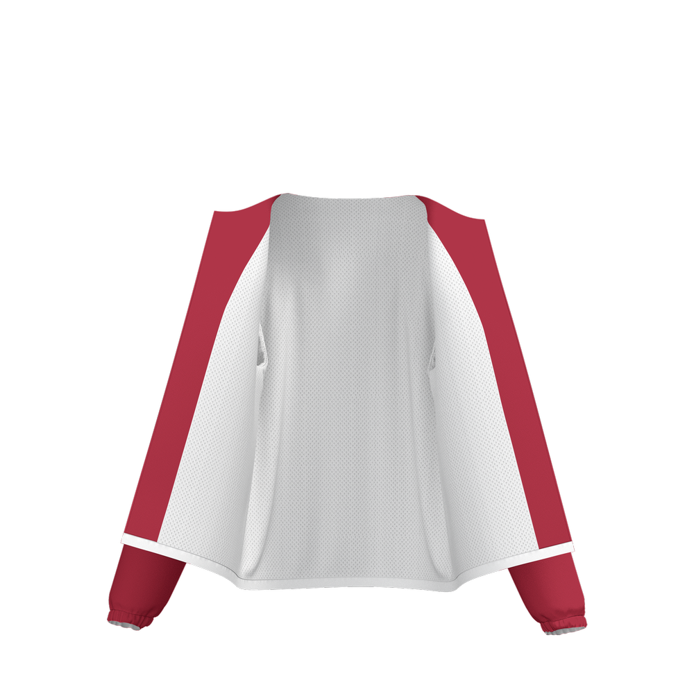 Crimson w/ White Stripe UPF50 Unisex Full-Zip Hooded Windbreaker Jacket