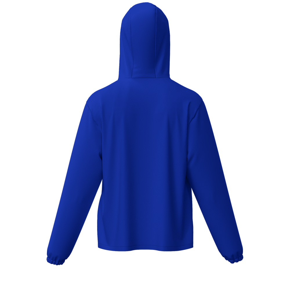 Blue w/ Orange Stripe UPF50 Unisex Full-Zip Hooded Windbreaker Jacket