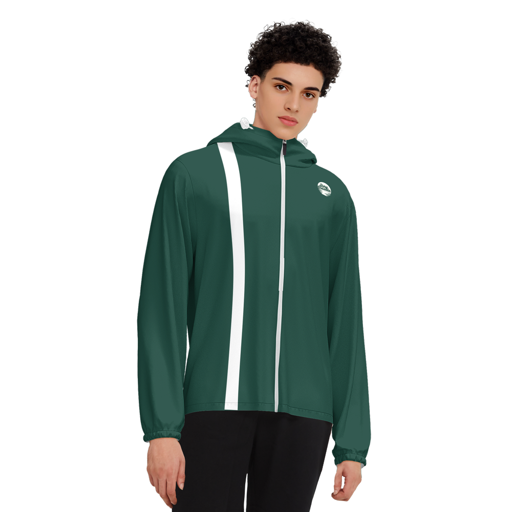 Sunny Day Bros Green UPF50+ Unisex Full-Zip Hooded Windbreaker Jacket
